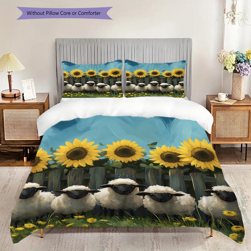 Sheep Pattern Bedding Quilt Set Quilt Cover Pillowcase Home Decoration Birthday Gift (1 * duvet cover + 2 * pillowcase, without core)