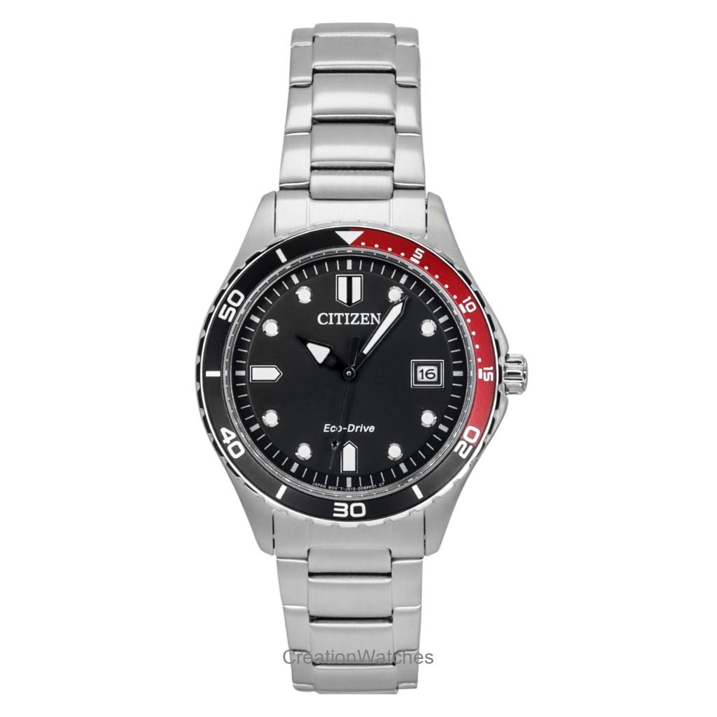 Citizen Eco-Drive Edelstahl Schwarzes Zifferblatt AW1820-81E 100M Unisex-Uhr