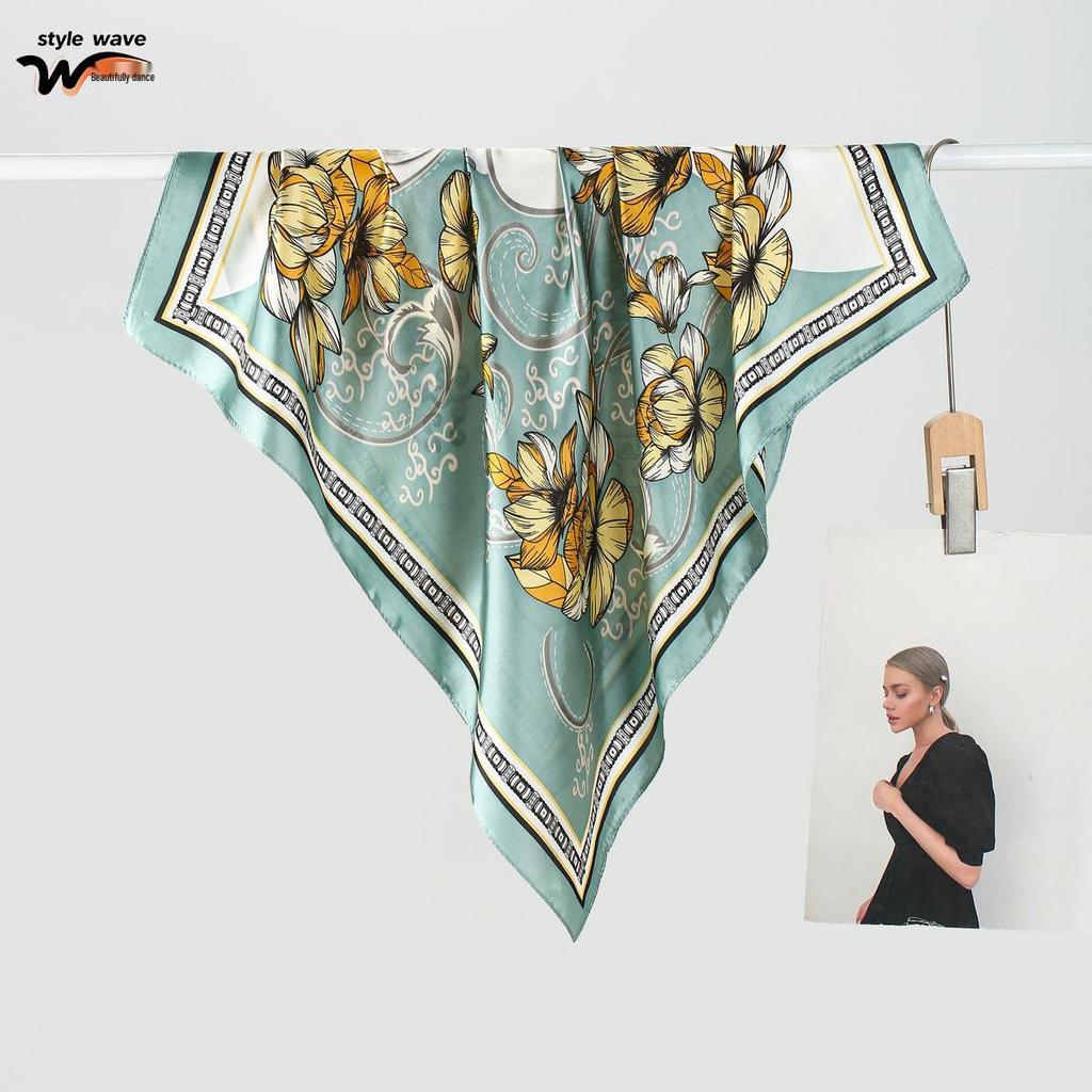 Spring & Summer Korean Style Women's Fashion Silk Scarf - Versatile Printed Design for Hot Selling Live Broadcasts