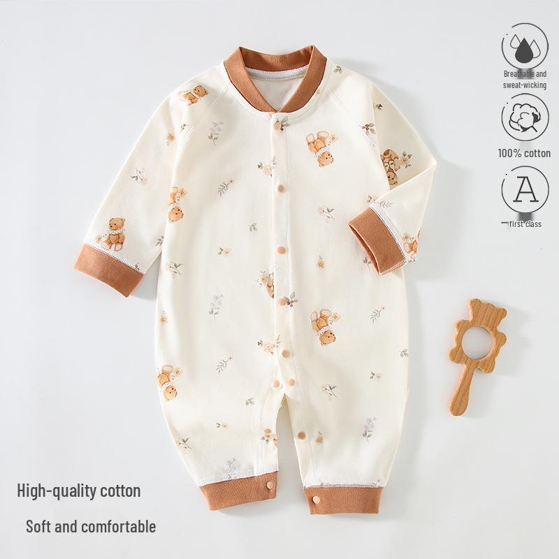 Pure Cotton Long Sleeve Baby Romper - Spring/Autumn Newborn Bodysuit & Boneless Pajamas