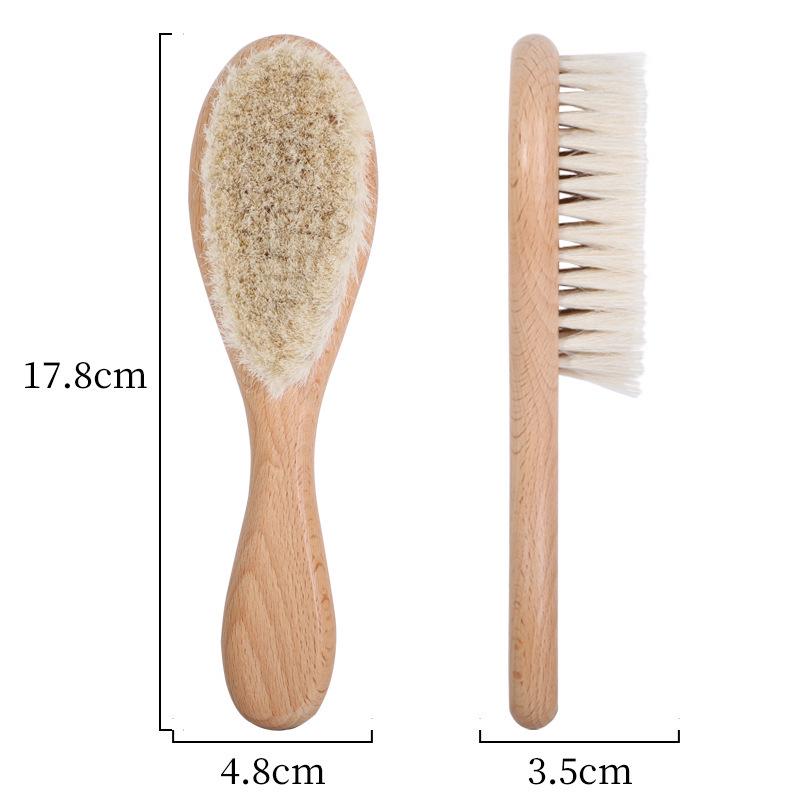Beech Wood Soft Baby Scalp Massage and Care Brush Set