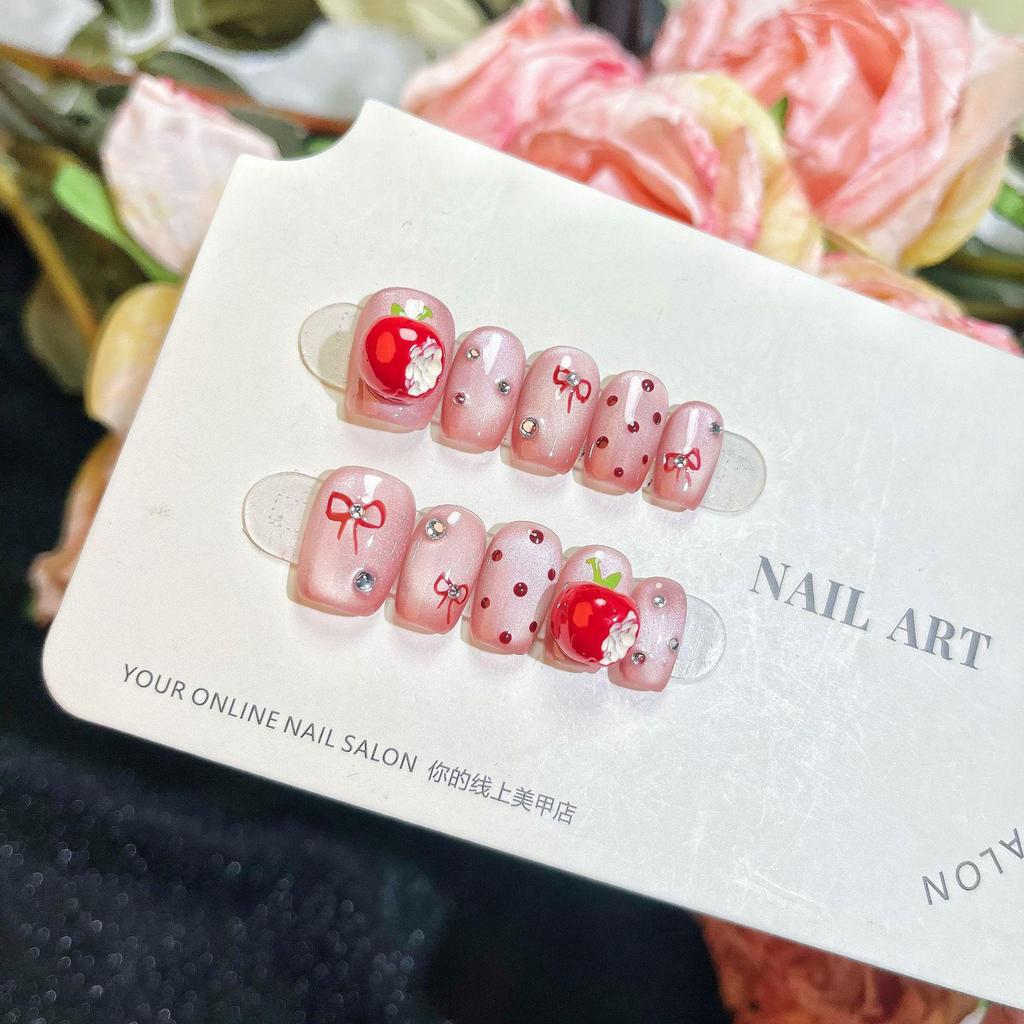 Hand-Painted Gel Nail Art: Flashy Cat Eye Bowknot Nail Stickers