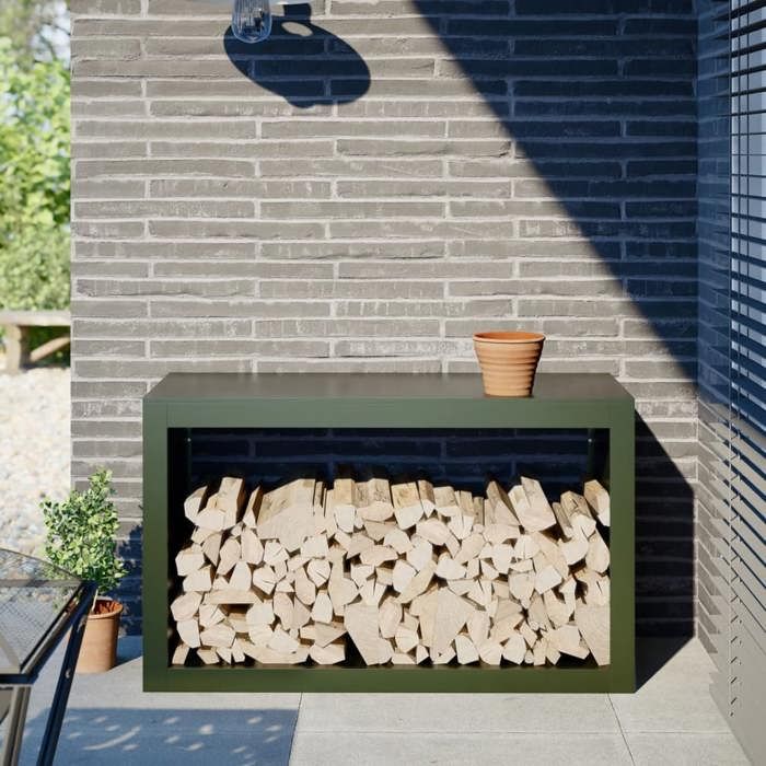 VidaXL Portant de bois de chauffage vert 100x40x60 cm acier, magasin de bûches, porte-bûches de cheminée, support de bûches, 850985