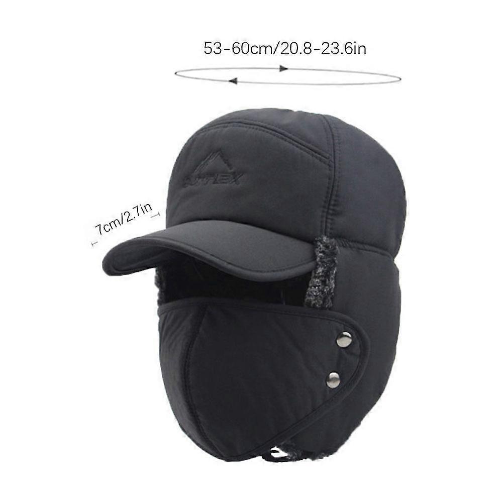 Thickened Windproof Thermal Trapper Hat with Ear Flaps, Full Face Warmer Cover Warm Snow Hat Russian Ushanka Dad Cap Headwear
