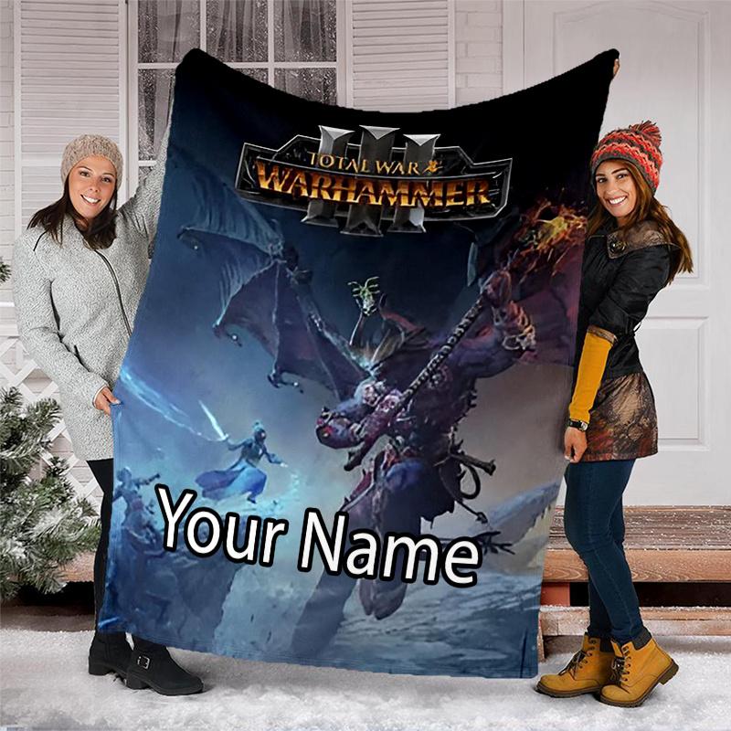 Custom Name Total War Warhammer Theme Printed Blanket - Perfect for Couch, Bed, Travel & Outdoor Use | Machine Washable, Cozy & Durable.