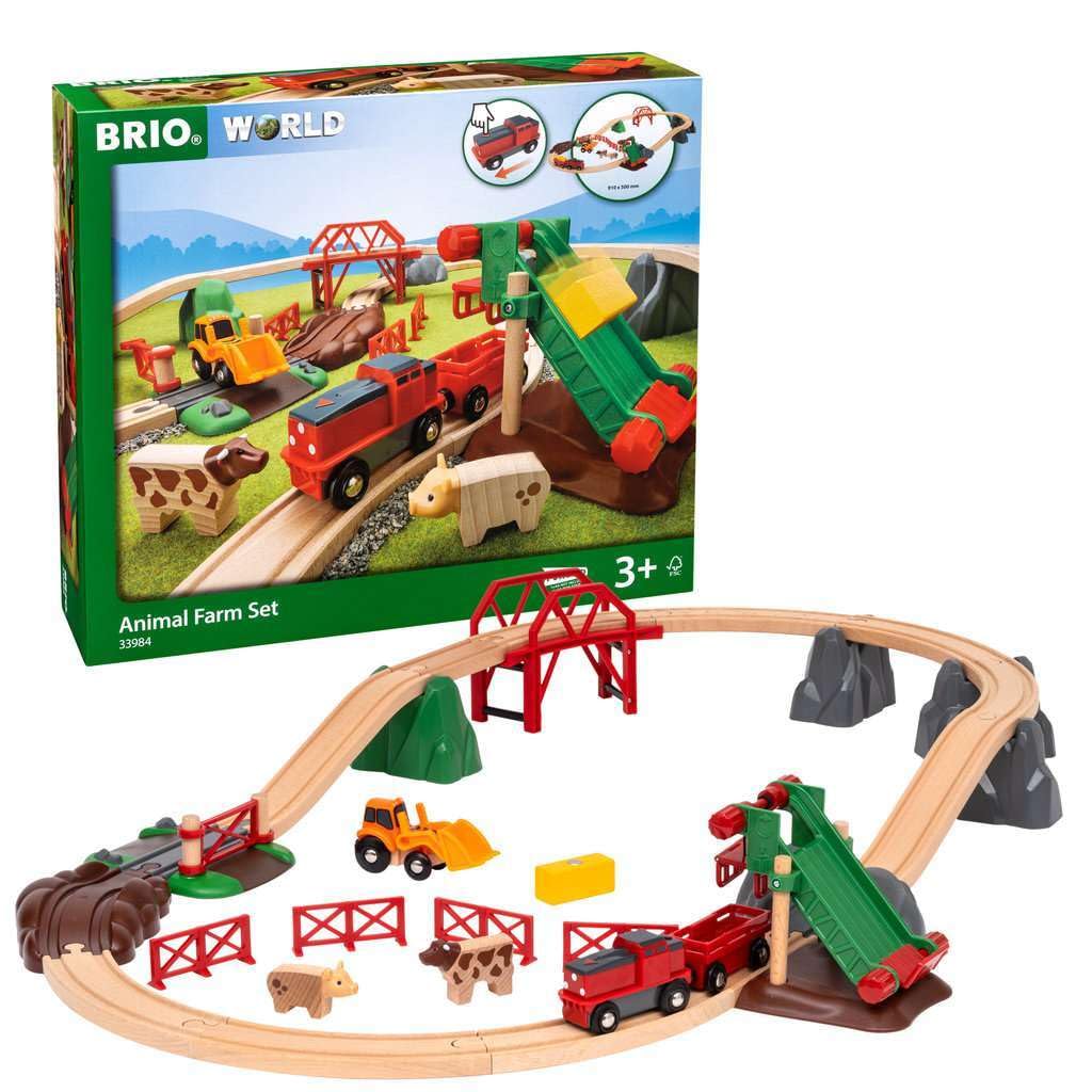 BRIO Animal Farm Set for ages 3 and Wooden Wooden Rail Gift 33984, up. [Toy, Toy, Rail, Set, (Birthday/Christmas)]