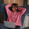 Womens Loose Fit Long Sleeve Cotton T-Shirt With Handcrafted Distressed Detail 2026 Casual Top