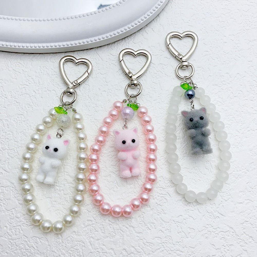 

Flocking Flocking Cat Keychain 3D Cat Cat Plush Key Ring Cat Plush Keychain Car Keys Style 4