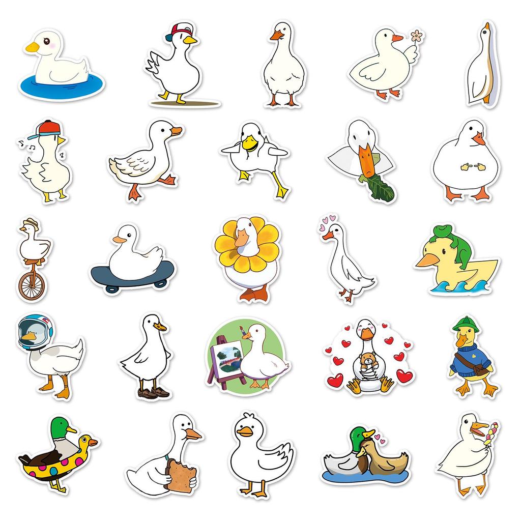 50 Duck Graffiti Cartoon Animal Stickers - Waterproof DIY Decor for Kids: Phone Cases, Suitcases