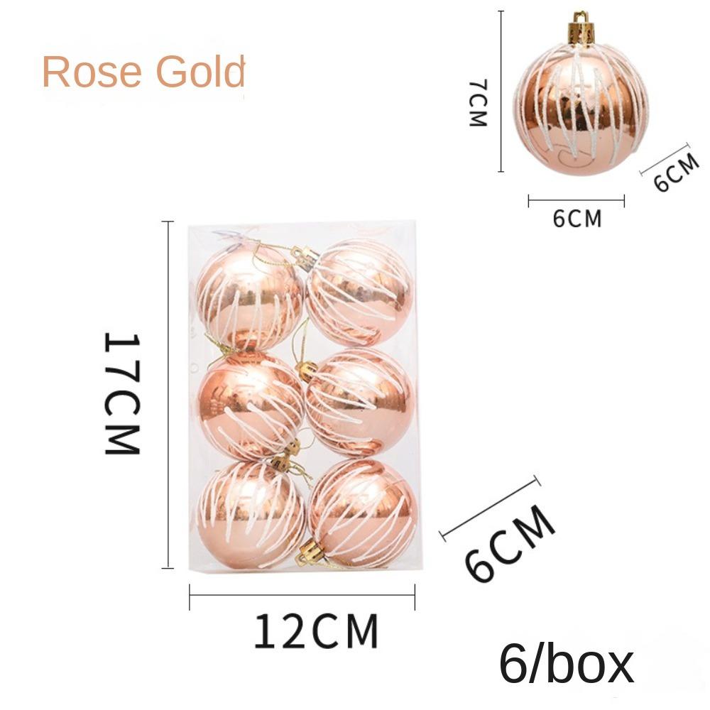 6 szt./pudełko Galwanizowane Malowane Kule Ozdoba na Choinkę Plastikowy Wisiorek Wisiorek Pudełka na Prezenty Noworoczne Świąteczne