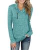 Women's Solid Color Long Sleeved Pullover Zipper Women's Top