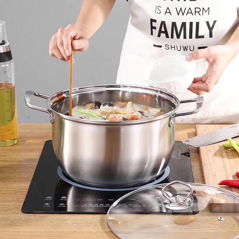 ZISIZ 24cm 304 Stainless Steel Soup & Steamer Pot