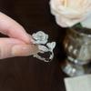 Bailing Camellia Index Finger Ring Women's Diamond Light Luxury Niche Plain Ring Open Ring Fashion Personality High-end Jewelry