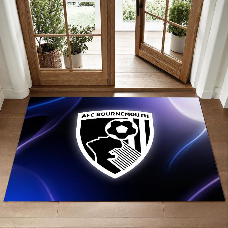 Bournemouth Football Design Crystal Velvet Rug Soft Decorative Mat for Bedroom Entrance