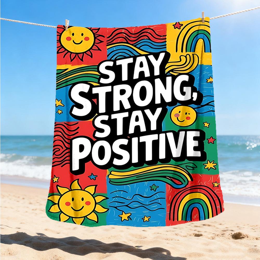 1pc Stay Strong Positive Poster Outdoor Flannel Blanket Soft All Season Polyester Throw , Perfect for Picnics & Travel , Picnic Accessory 80x120cm