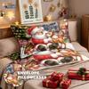 3pcs Cartoon Santa Claus Gift Printed Chipless Bedding Set Soft Dormitory Bedroom Multiple Sizes Machine Washable