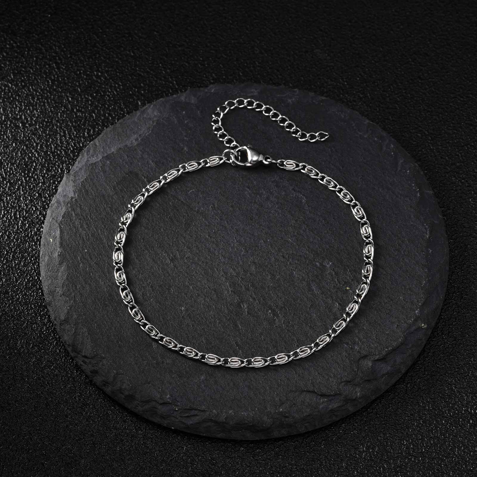 

Vnox Stainless Steel Gold Sliver Color Paperclip Chain Link Bracelet for Men, Adjustable 18-23cm, 2.5mm Width Punk Jewelry Gifts 18-23cm