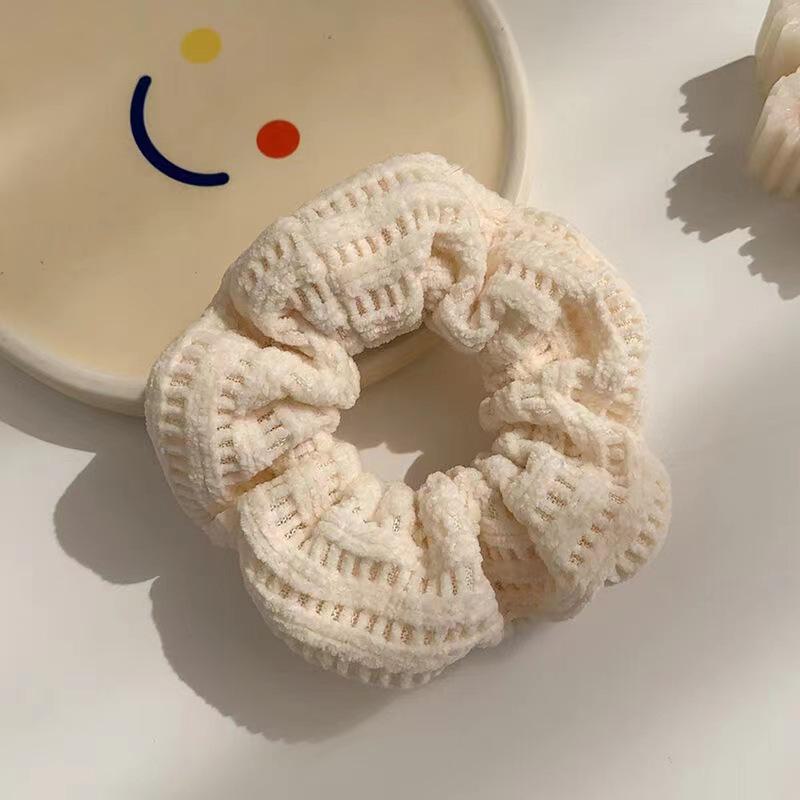 

Белый плюшевый комплект из резинки для волос и повязки на голову для женщин Knitted