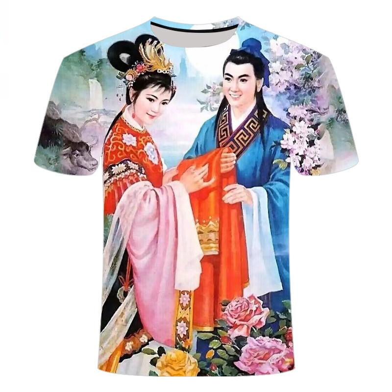 2024 Latest 3D Printed Short Sleeves, Personalized,Creative, Ancient Painting Patterns, Men's and Women's Round Neck T-shirts