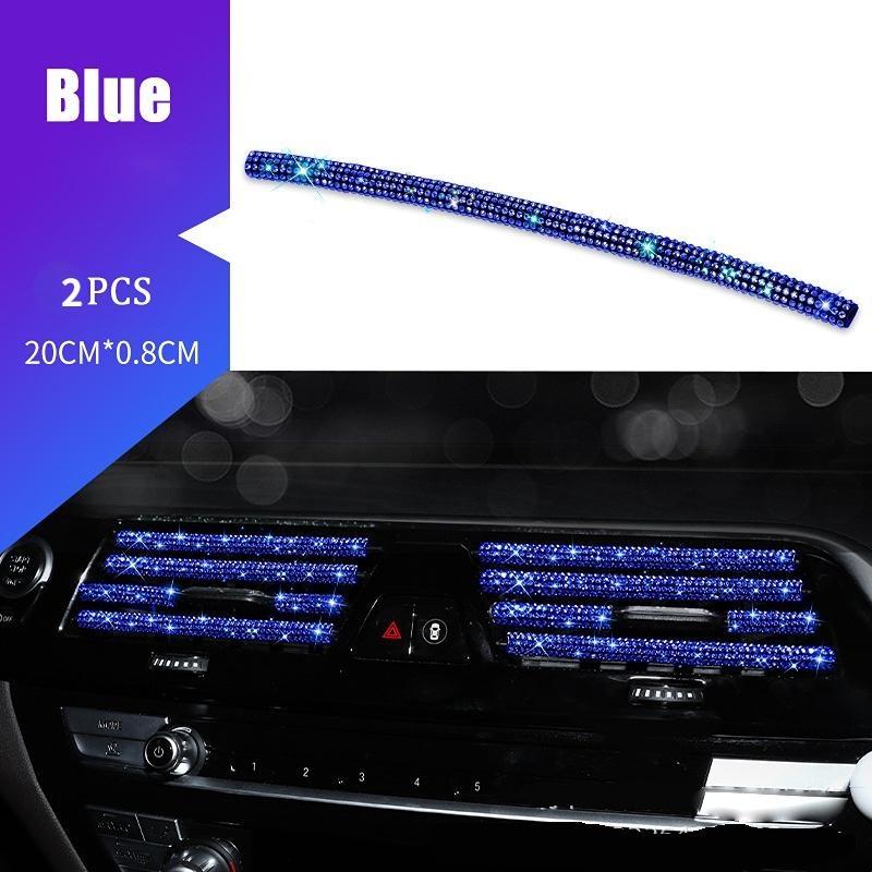 2Pcs Car Air Conditioner Outlet Decorative Strips Universal U Shape Clip Rhinestones Grille Sticker Auto Interior Accessories