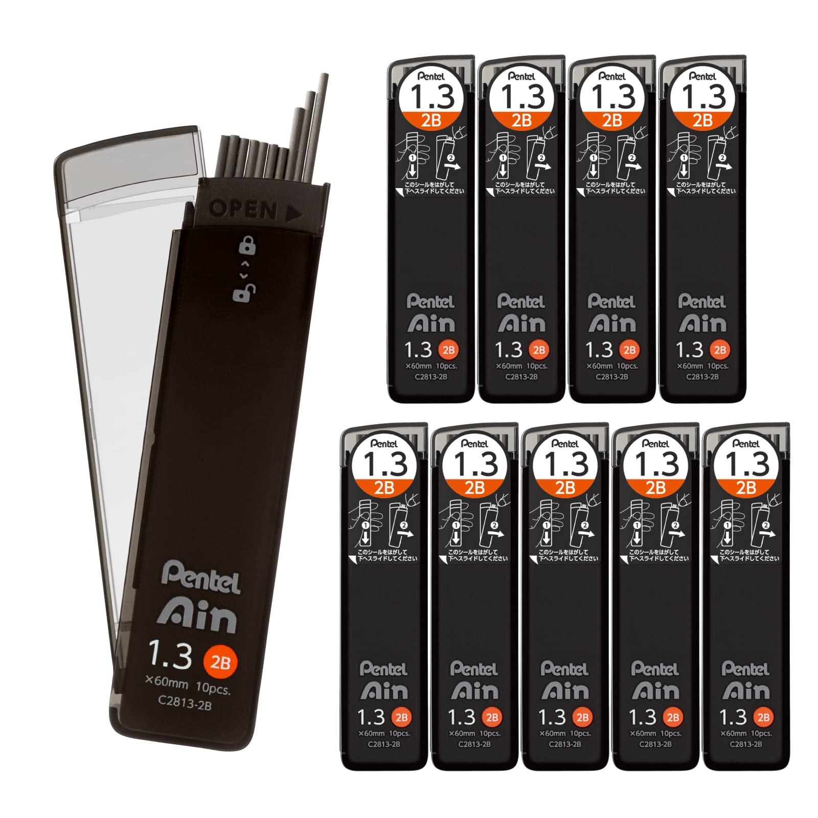 

Pentel Sharp Grid Pentel Ein 2B 10 шт. 1,3 мм C2813-2B чёрный