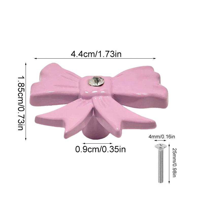 

1/5PCS Bow Shape Cute Alloy Material Home Decoration Door Handle Drawer Handle Cabinet Handle Ins Style 4.4x1.85cm 1PCS розовый