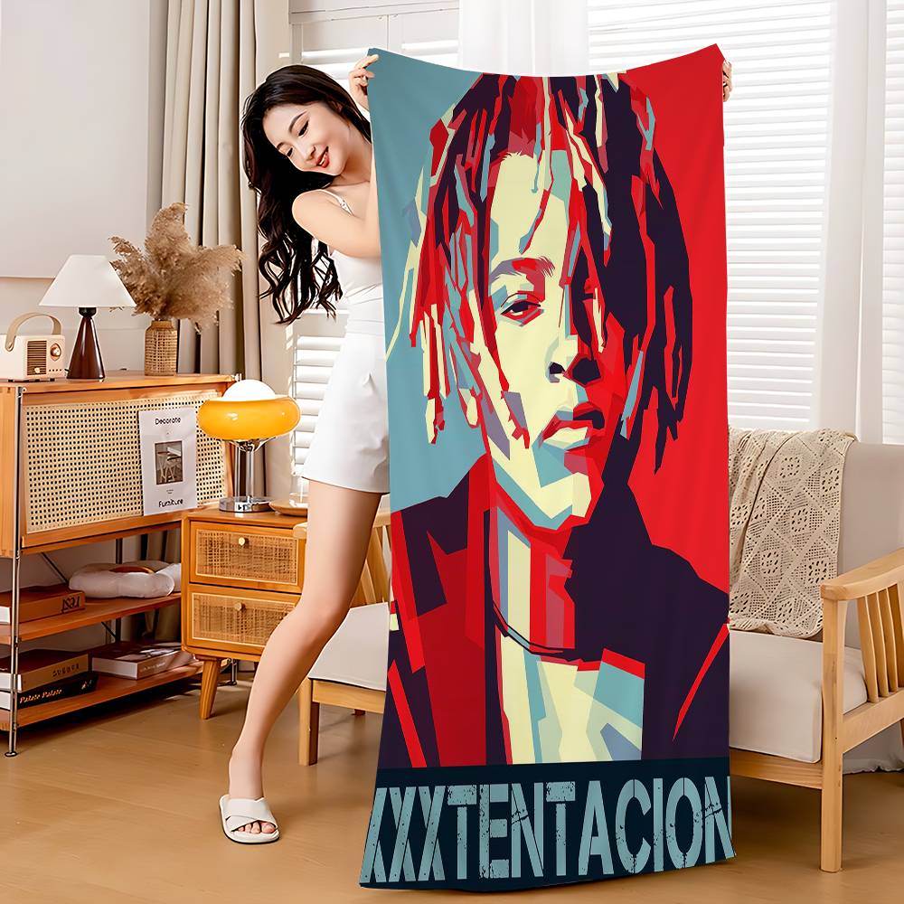 X-XXXTentacions 17 Rapper Anime Beach Swimming Towel Soft Absorbent Washcloth Children's Gifts for Kids Travel Camping Gym