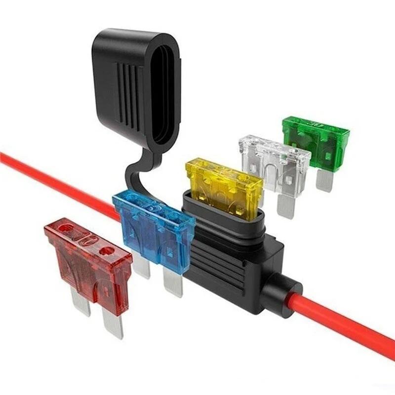 12V 30A Car Motorcycle DC Insert Fuse Holder In Line Mini Blade Adapter Switch Socket Damp Proof Splash Auto Moto Accessories