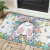 1pc Easter Bunny & Egg Door Mat - Soft Polyester, Non-Slip, Absorbent Floor Mat with Vibrant Spring Design, Machine Washable for