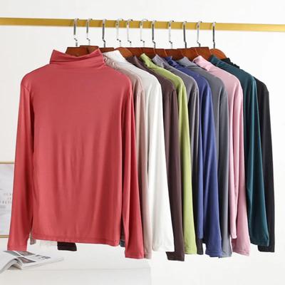 Turtleneck Long Sleeve Women Autumn Winter Pile Collar Solid Color Slimming Versatile