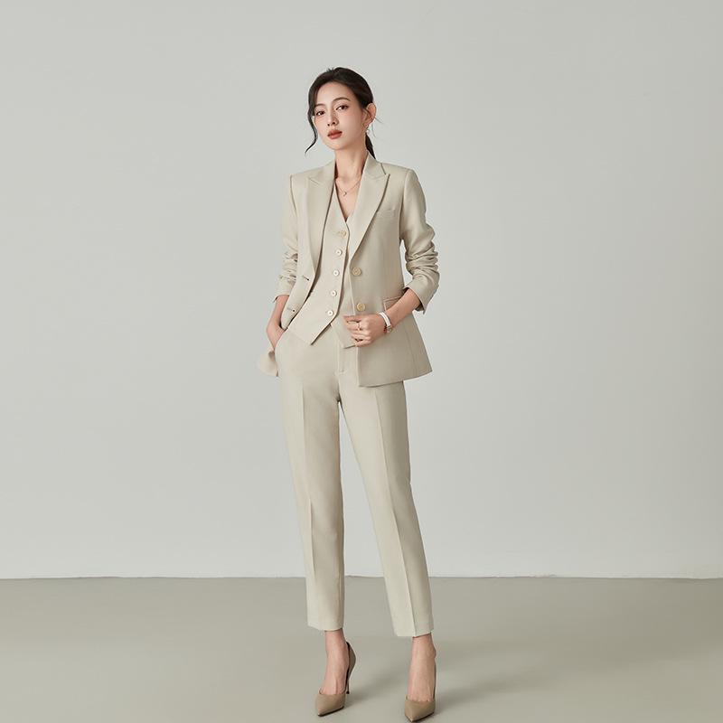 

Women s Professional Off-White Blazer & Vest Set in Apricot for Fall/Winter L