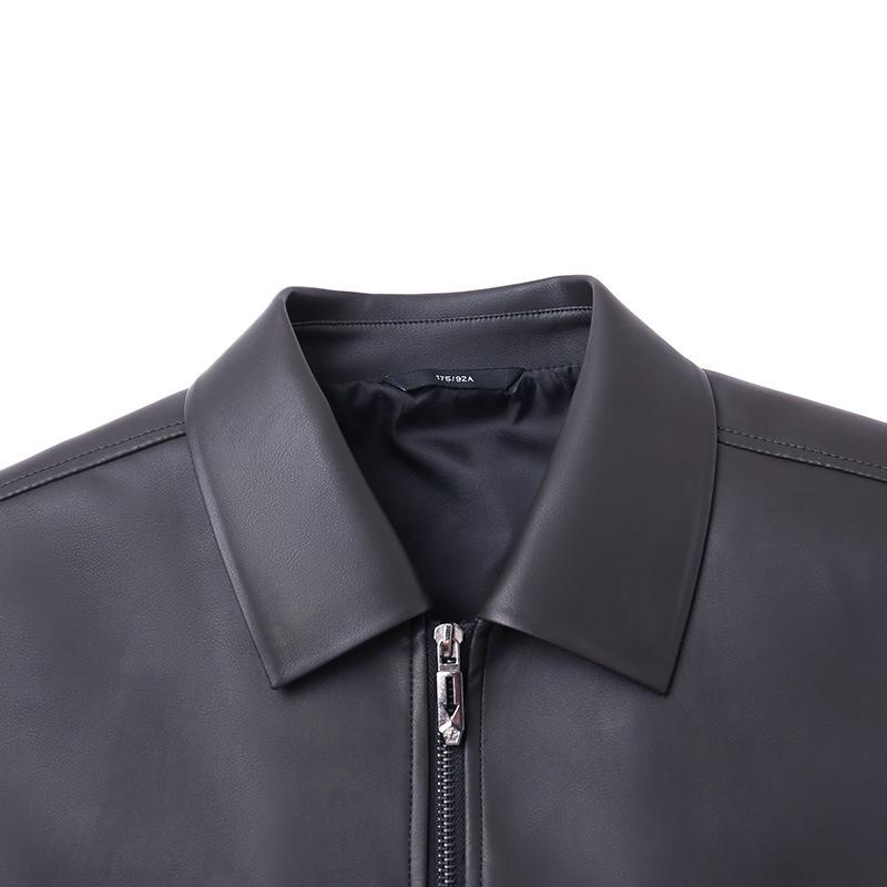 Lederjacke Herrenmode Koreanischer Stil Revers Dünne Lederjacke Herbst Neu Mehrere Taschen Herrenlederjacke