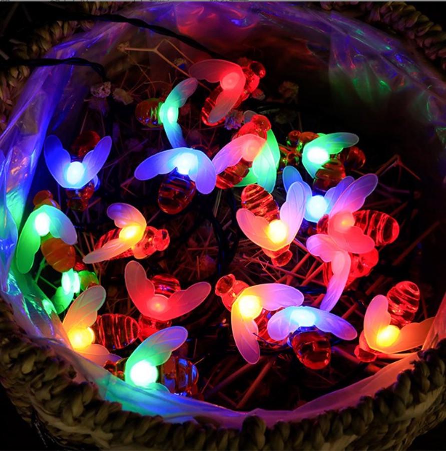 Waterproof Solar LED Bee String Lights for Outdoor Lawn & Christmas Decor
