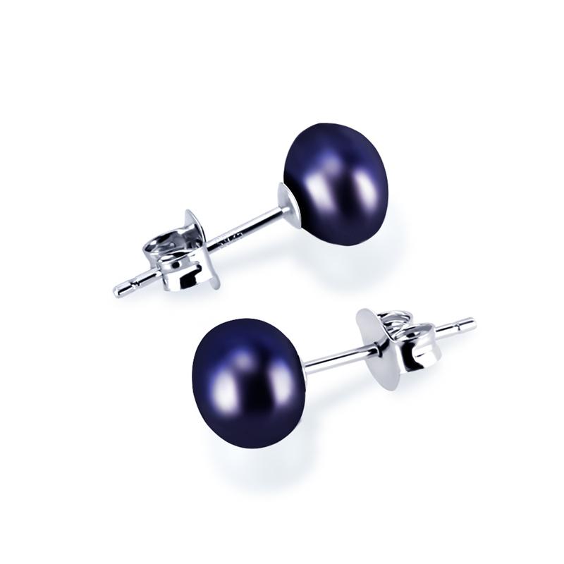 

CLUCI Silver 925 Freshwater Pearl Stud Earring Women Jewelry 925 Sterling Silver White Black Pearl Earring for Women FSE124SB 6-7mm чёрный