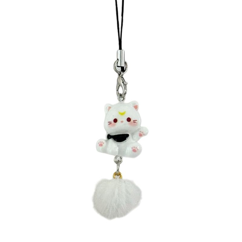 Adorable Sturdy Resin Cats Phone Charm Keychain Pendant for Girls Adds Lovely to Your Bag or Backpack Decoration