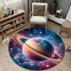 Playful Round Moon Multicolor Area Rug, Non-Slip Floor Mat for Bedroom