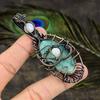 Natural Amazonite, Moonstone Gemstone Copper Wire Wrap Pendant 3.31" i2h52