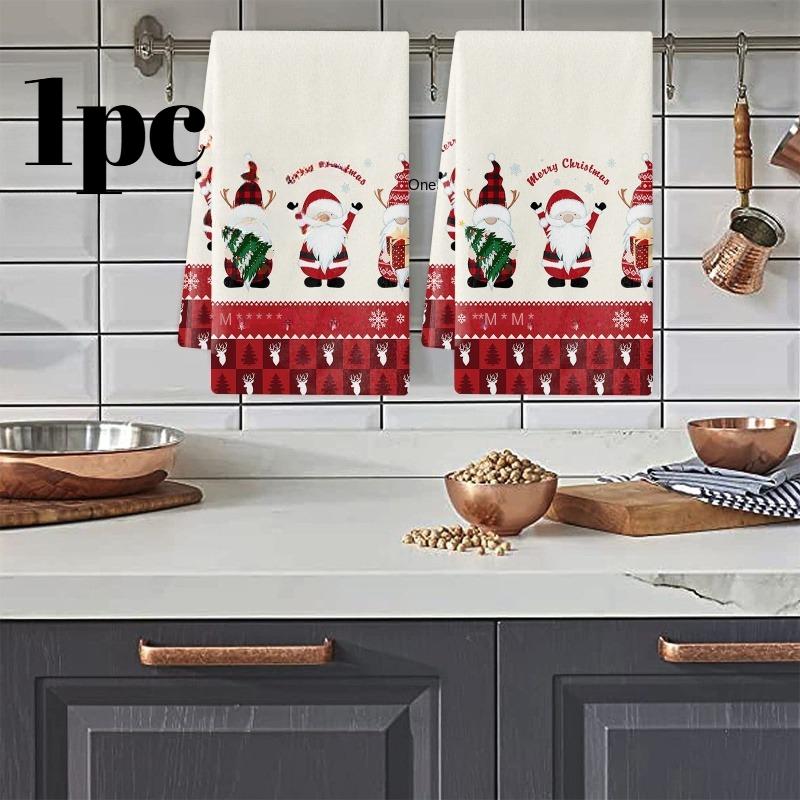 

1 шт. Рождественский снеговик Кухонная салфетка и набор полотенец для рук, Прочные быстросохнущие чистящие полотенца для праздничного декора и домашнего использования
