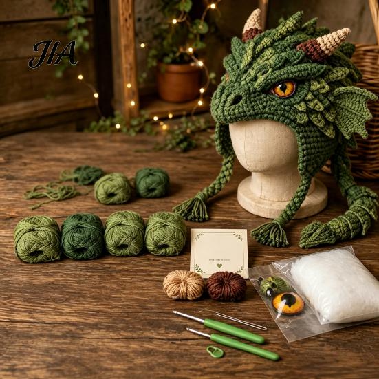 Forniture per Lavoro a Maglia con Filato Morbido Cappello Animale Kit all'Uncinetto, Cappuccio Fantasy Fai da Te Set Carino Unicorno Volpe Rana Paraorecchie Kit per Creare per Adulti Adolescenti Creativo Festività