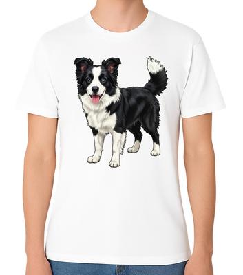 Border Collie Hund T-Shirt Schwarz und Weiß Hütehund Unisex Tee