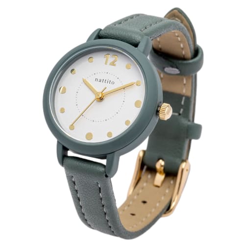Fieldwork Women's Analog Watch with Leather Strap and Dot Index, Small, Simple Design, Khaki, JN037-3