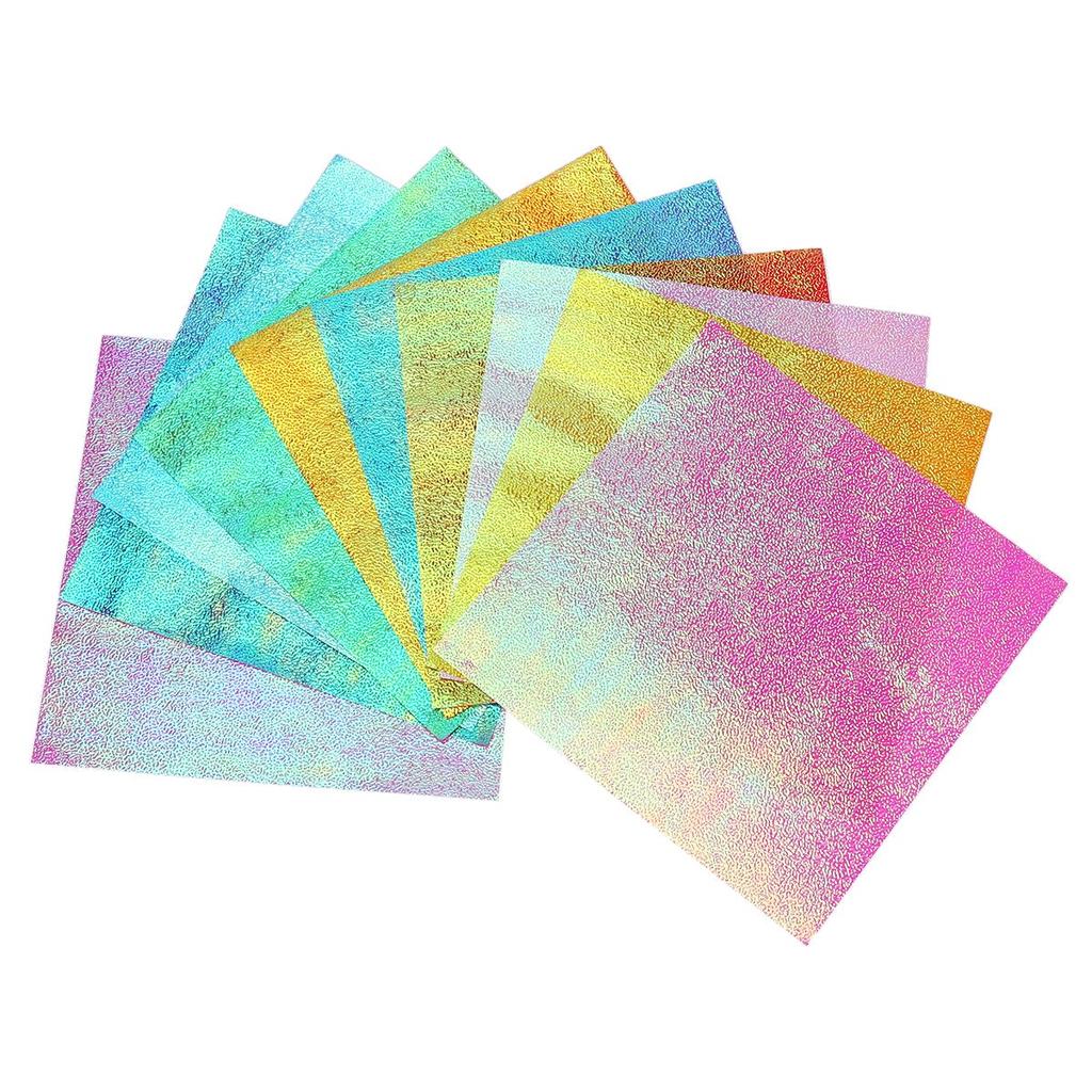 50Pcs Iridescent Paper Square Shiny Origami Folding Paper Colors DIY Handcraft Paper for Paper Crane Paper Cut Arts Craft
