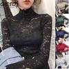 Lace Base Layer Top for Women's Autumn and Winter Long-sleeved Stylish Inner Layer Top, Elegant, Slimming and Sexy Lace Shirt Trend