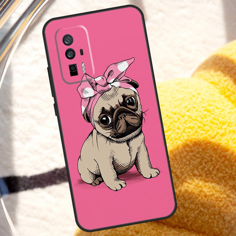 SŁODKI Piesek Mops Etui Dla POCO X3 X4 X5 X6 Pro M5s M6 F3 F5 Xiaomi 14 13 Ultra 12 Lite 11T 12T 13T Pro Pokrowiec
