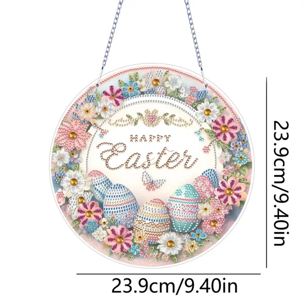 2025 Easter Bunny Diamond Art Hanging Pendant Diamond Painting Home Decor 5D DIY Diamond Painting Dots Pendant for Window Decor