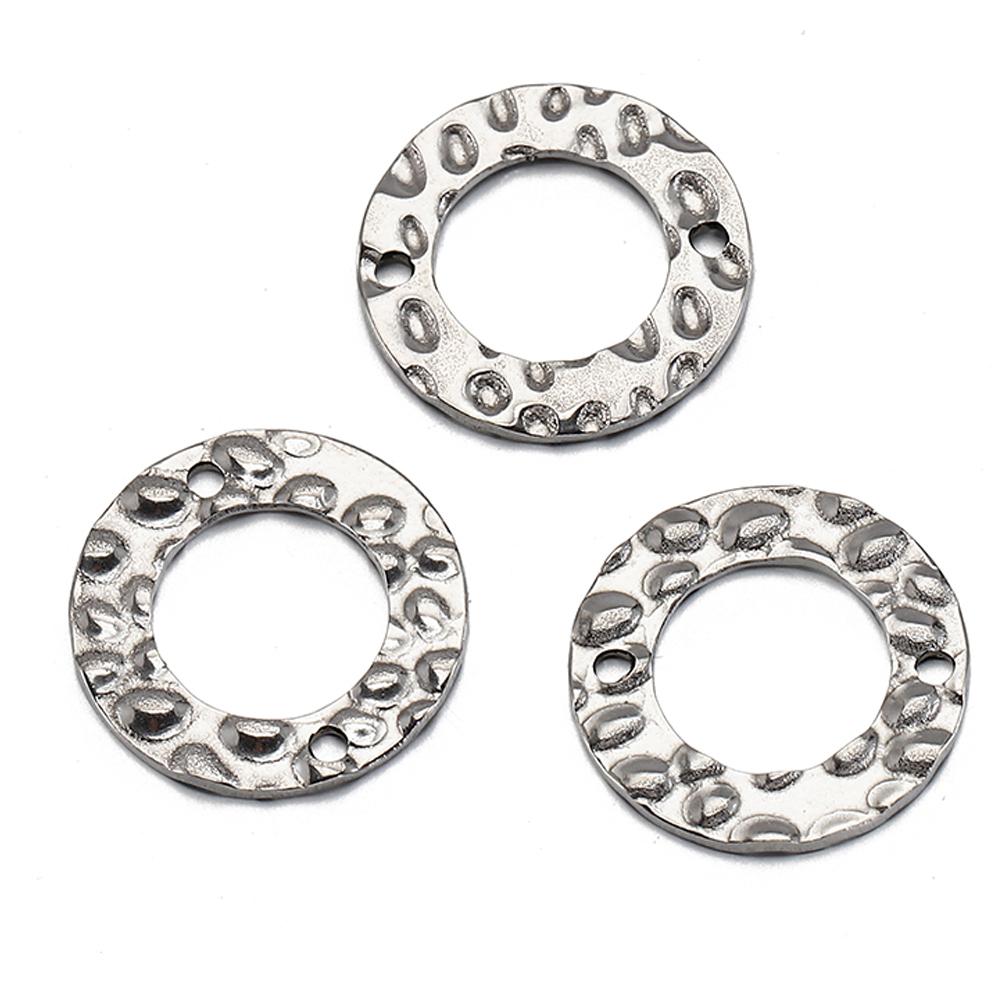 20pcs Stainless Steel Double Hole Texture Circle Ring Gold Color Charms Pendants Earrings Conectors for Jewelry Making DIY