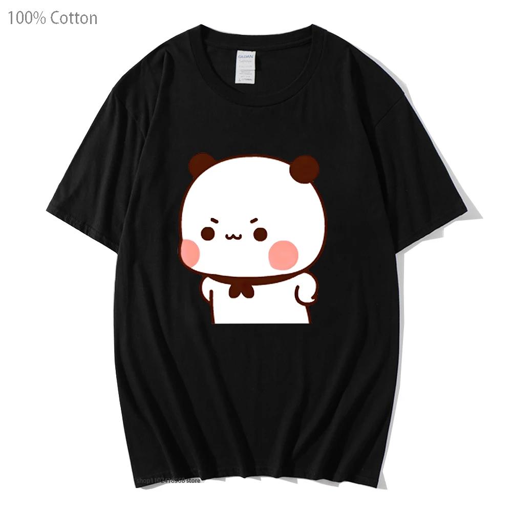 Cute Bubu Is Yelling At Dudu T-Shirts for Men's Shirt Women Couple Clothes 100% Cotton Summer Tees Panda Bear Tops