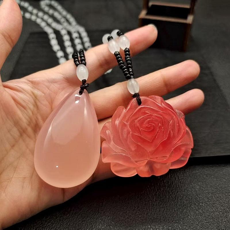 Sunlight Uv Color Change Necklace Water Drop Pendent Necklace For Women Unisex Lucky Long Pendant Sweater Chain Ornaments