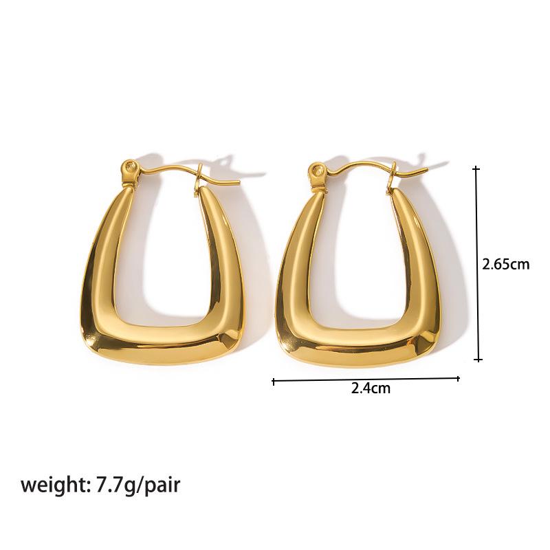 High-End 18K Gold Circle Earrings - Stainless Steel Women's Versatile Titanium Design