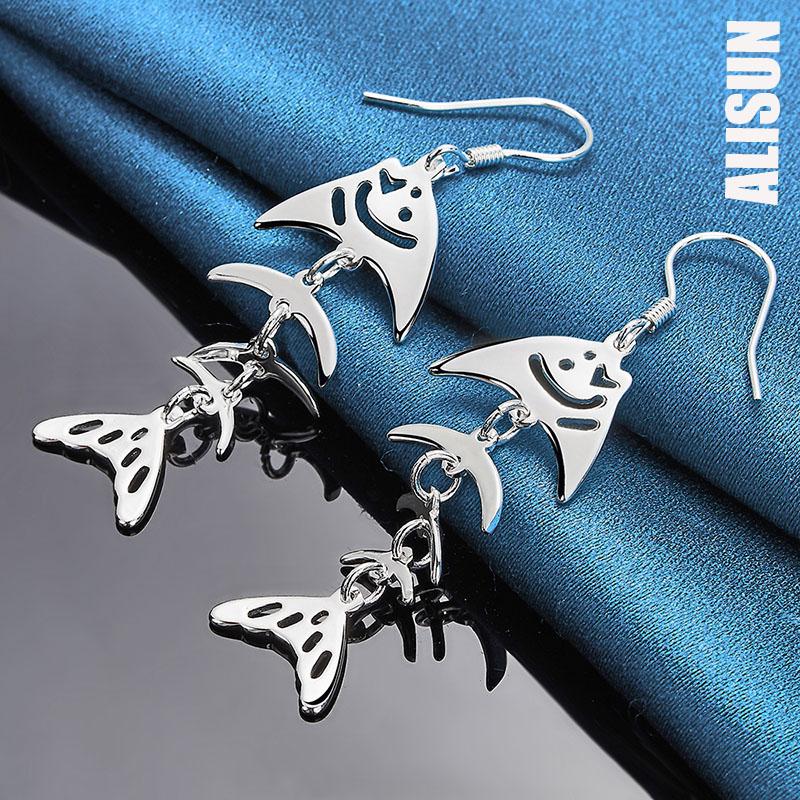 Piercingové náušnice z ryzího stříbra 925 s motivem rybí kosti, módní svatební šperky